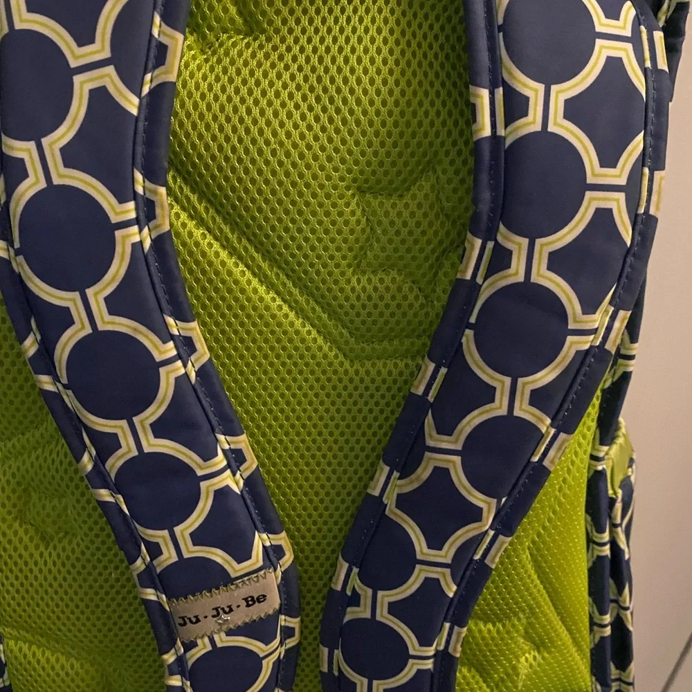 JuJuBe Backpack Green and Blue Diaper Bag Used